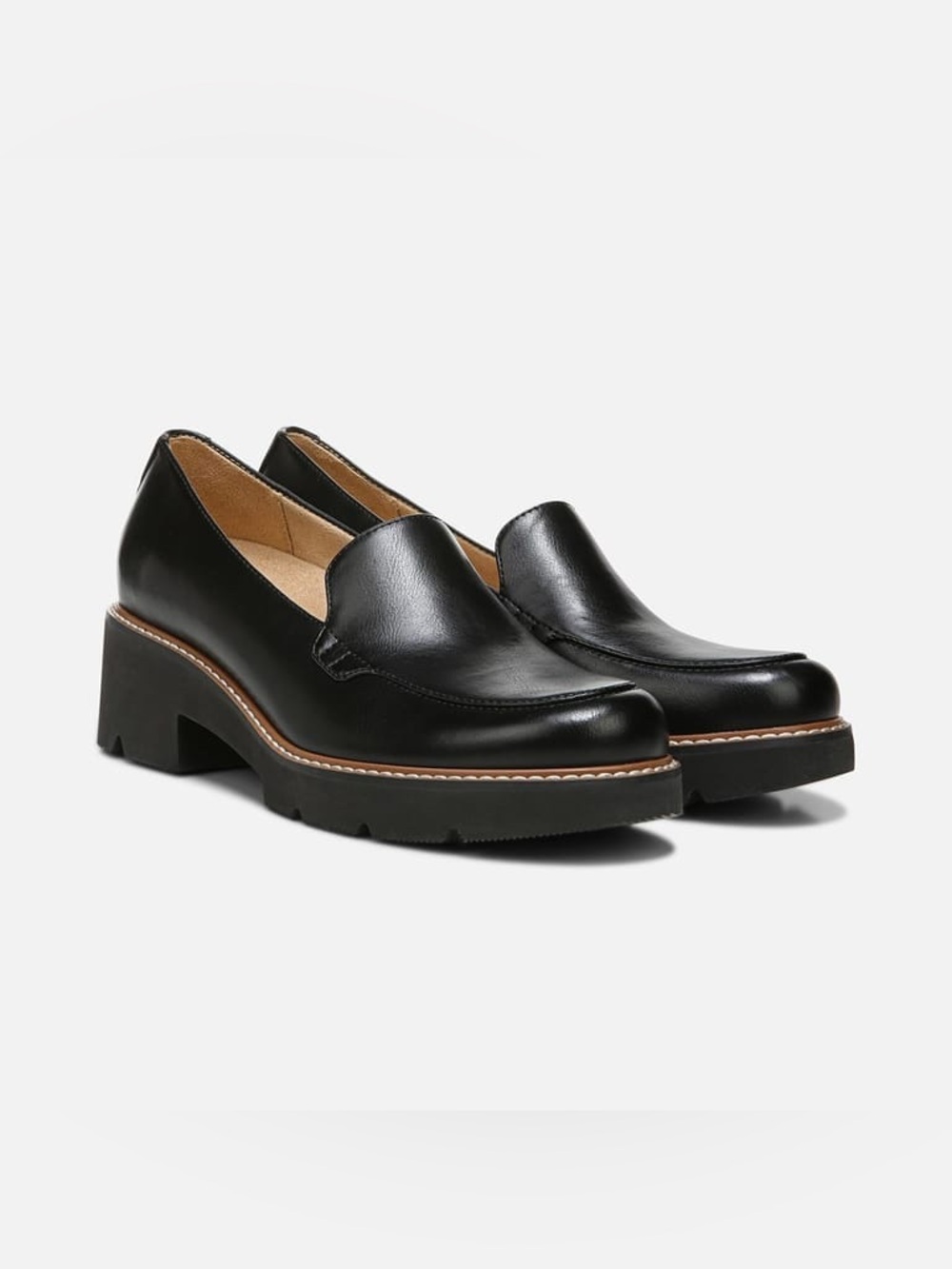 Naturalizer Black Leather Platform Loafers